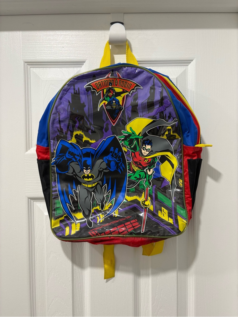 Vintage Batman & Robin Kids Backpack - Purple and Multicolor